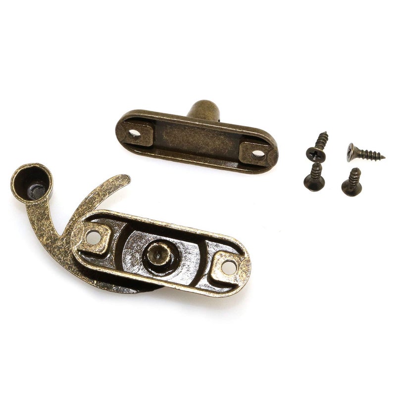 RuiLing 1 Pair Bronze Mini Swing Arm Clasp Latch Vintage Style Left Right Toggle Hasp Hook Metal Catch Curved Buckle for Suitcase Jewelry Box Toolbox 33x28mm - Image 3